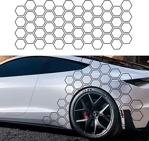 Calcomanías gráficas de panal de PVC para automóvil, 48 rejillas, decoración automática, ajuste brillante, calcomanías para carrocería lateral de