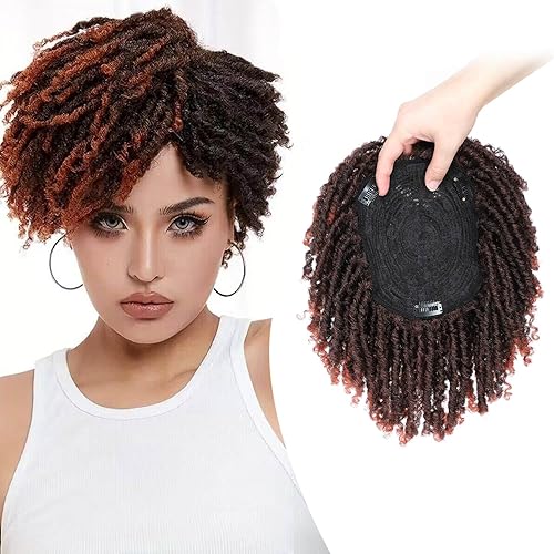 Miniatura 1 de Ms Taj Peluca de pelo corto de rastas de 7 pulgadas para mujer, cabello sintético con rastas de media peluca T350, postizos, rastas cortas, tupé