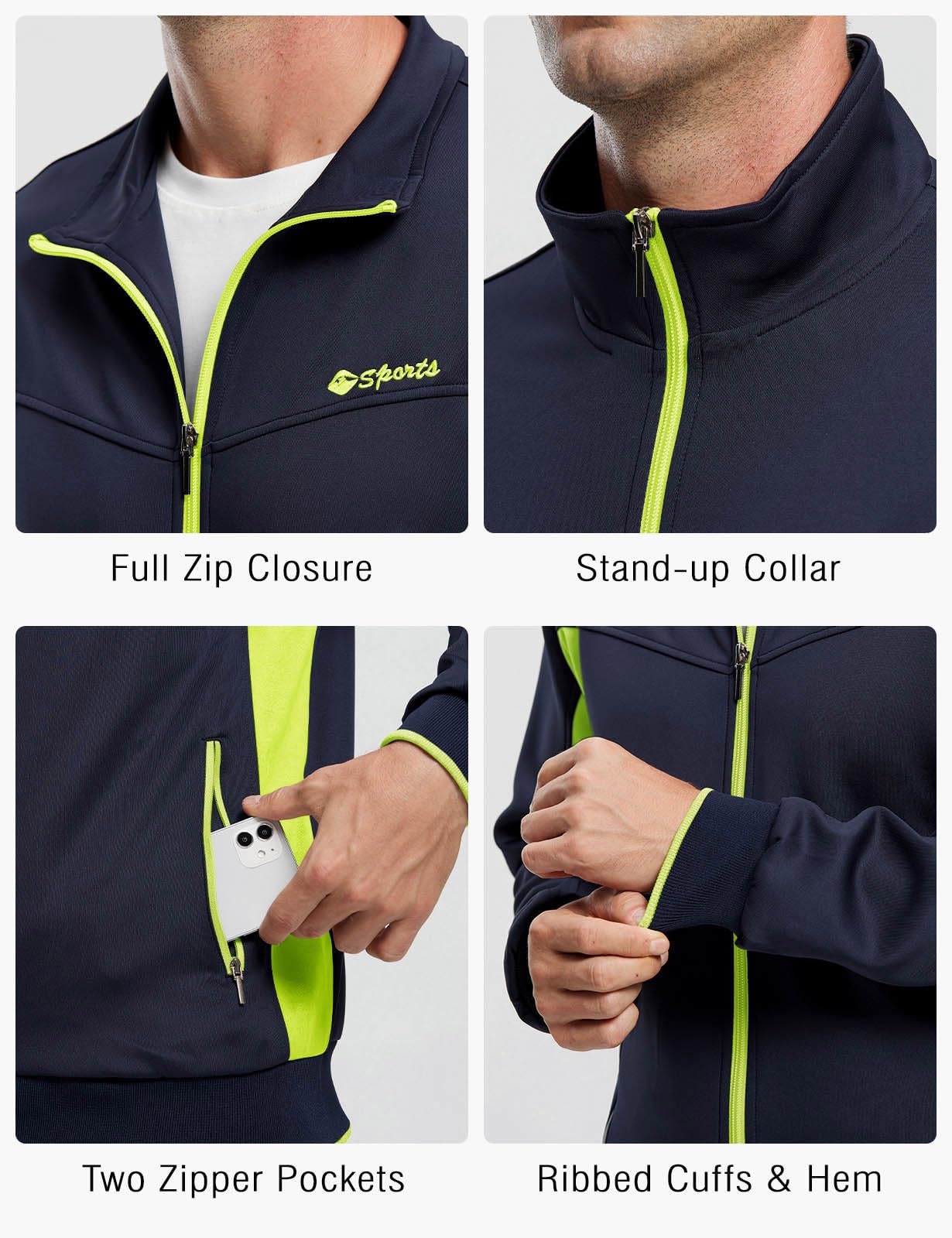 Rdruko Tuta da uomo atletica con zip intera casual sport jogging palestra tuta