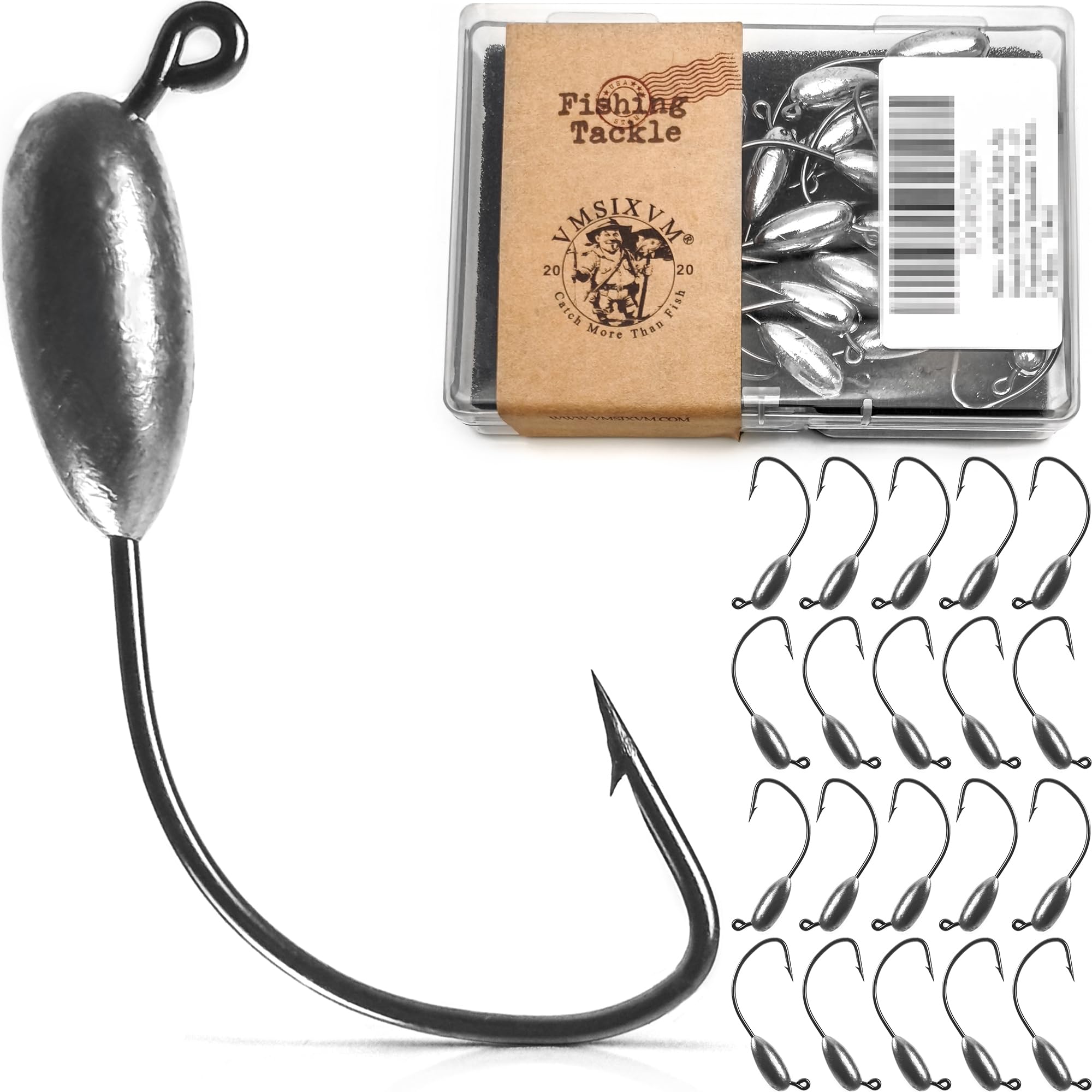 30/20/10 Pcs Tube Jig Heads for Bass Fishing, Tube Bait Worm Hooks rigs for Freshwater Saltwater, 5/16oz, 1/4oz, 3/16oz, 1/8oz
