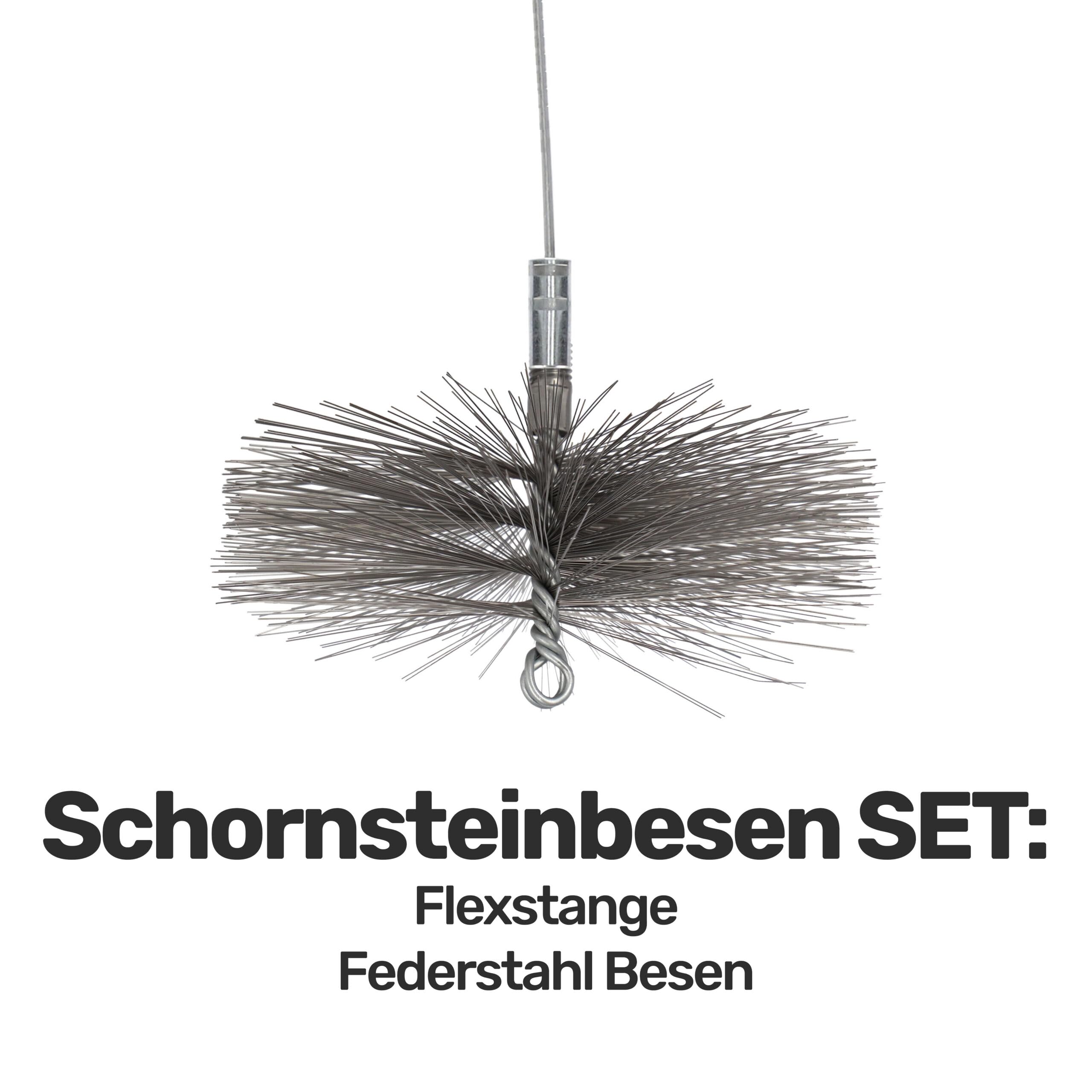 Schornsteinbesen Federstahl, Schubstange 8m, Besengröße 175mm, Reinigungsset für effiziente Schornsteinpflege