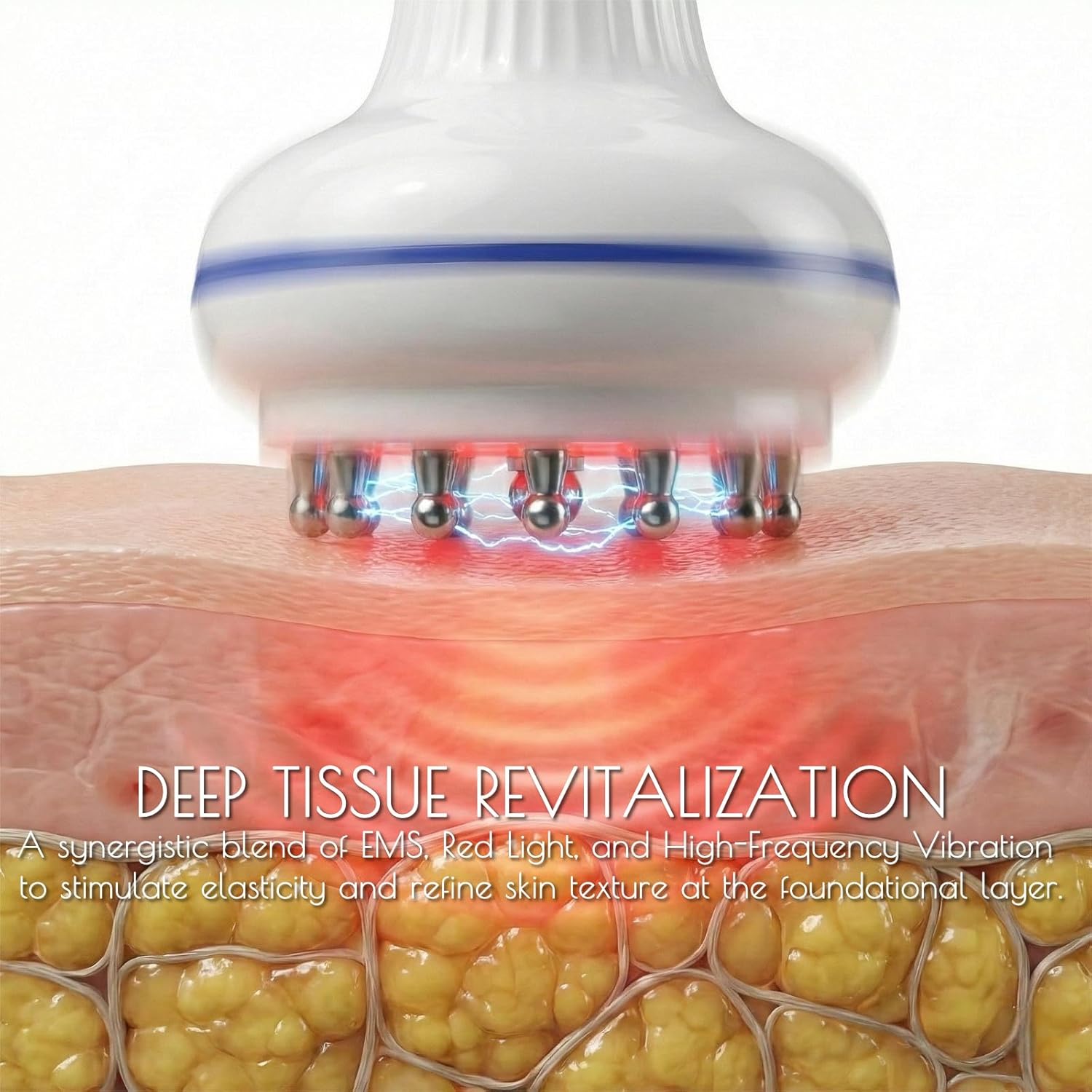 Lymphatic Drainage Cellulite Massager: 4-in-1 Electric Gua Sha Meridian Brush with 25 Zinc Alloy Teardrop Nodes, 30 Levels, Heated Red Light EMS Vibration for Body Sculpting, Fascia Relief