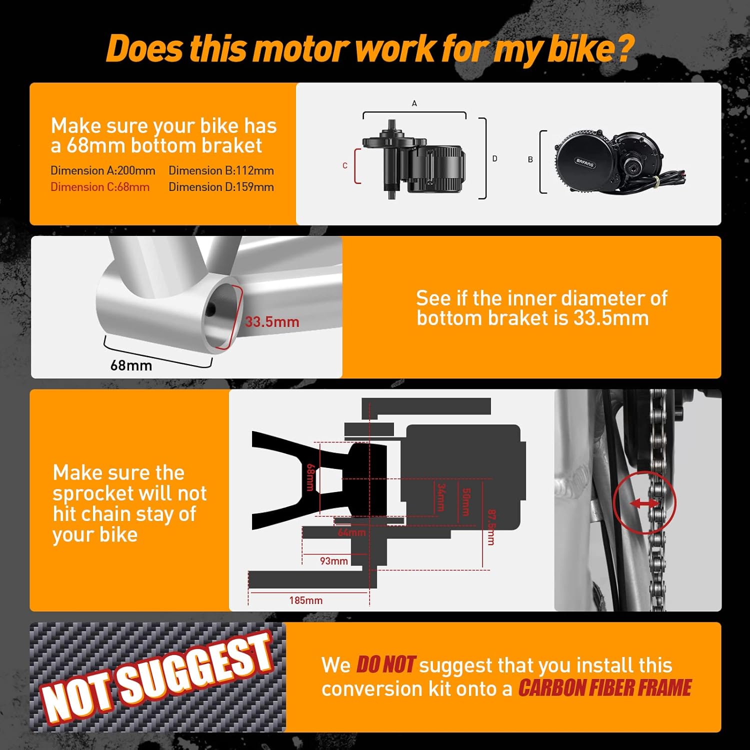 BAFANG - E-Bike Conversion Kit 750W 48V Mid Drive Motor with BBS02B Battery, C965 Display, 48V 15Ah Battery and Charger