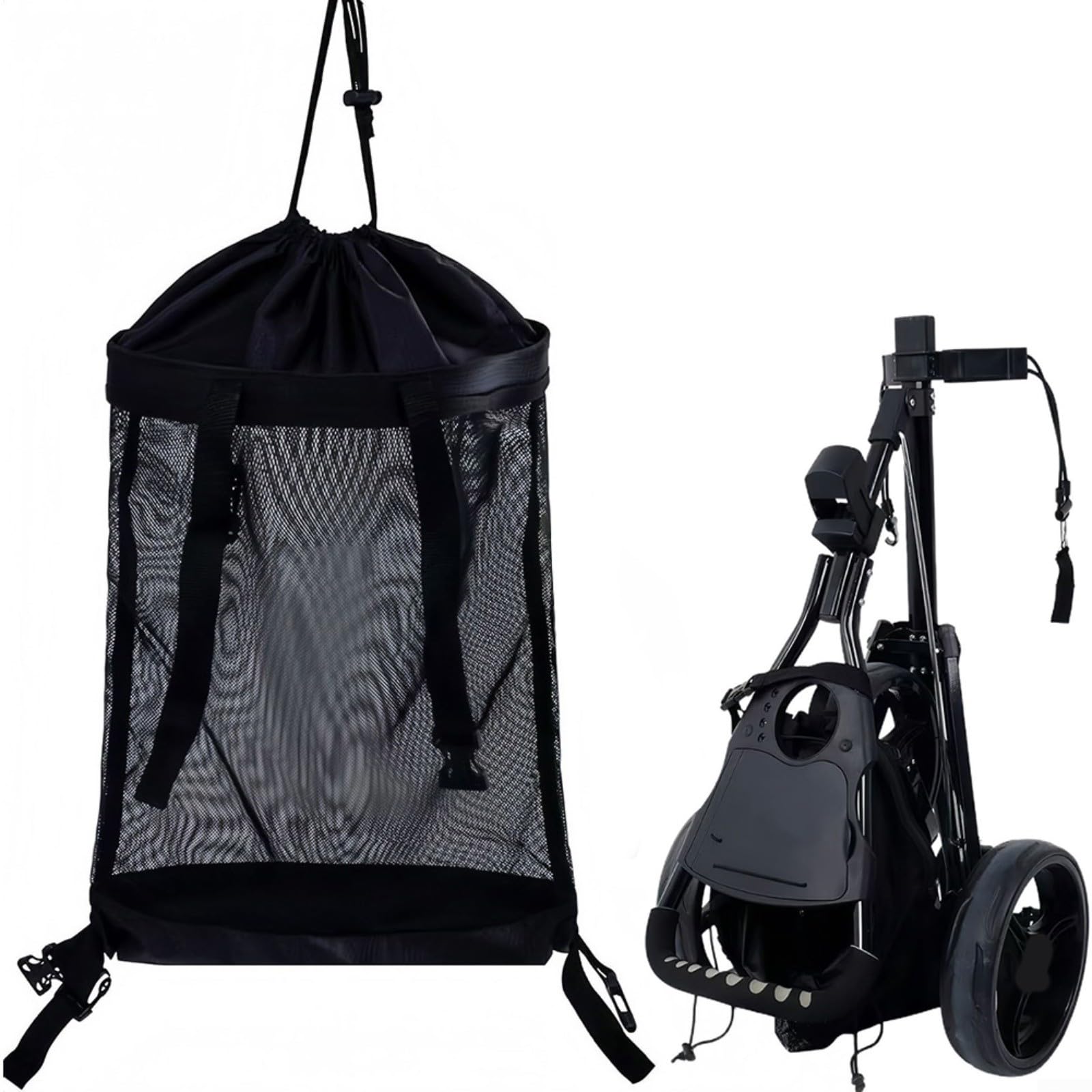 Bolsa de red para carrito de golf, bolsa organizadora de almacenamiento de malla para carrito de golf, bolsa de utilidad de nailon con múltiples compartimentos