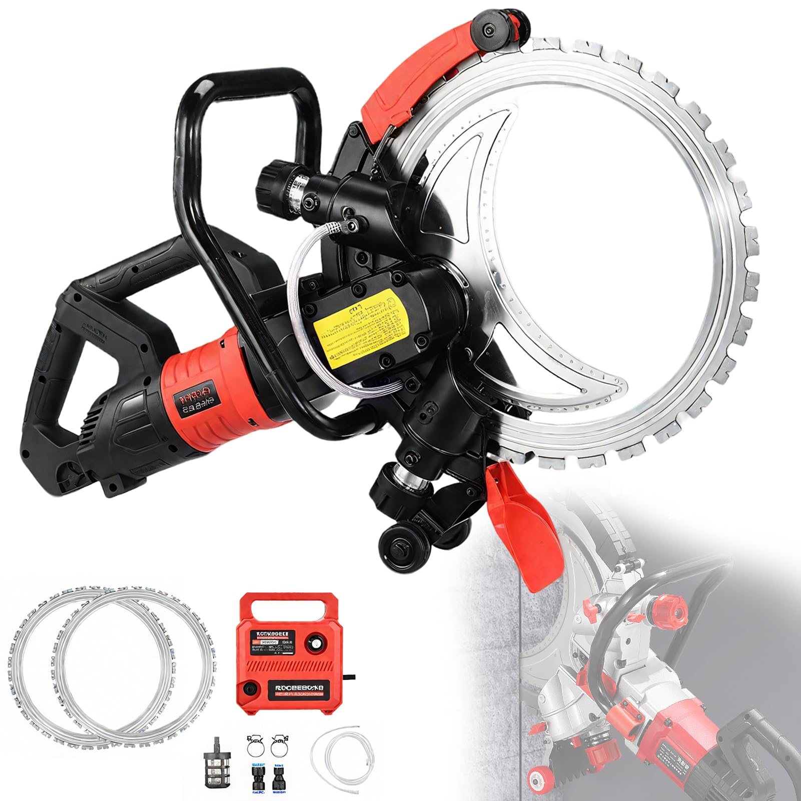 Lojax 9500W 16" Concrete Ring Saw /110V Toroidal Electric Concretesaw Concrete Cutter Max Cutting Depth 11.4" With 2 Saws Blades & Wet Cutting System For Concrete, Bricks, Rebar And Marble