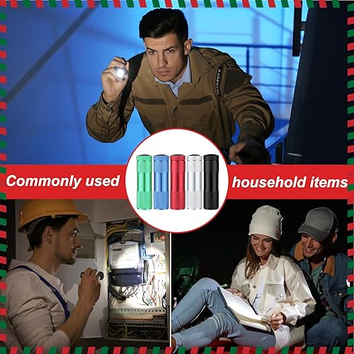 Miniatura 3 de Juego de 100 linternas de regalo de calcetines de Navidad, mini linternas, linternas LED de mano con cordón, 300 unidades, caja de baterías No. 7,