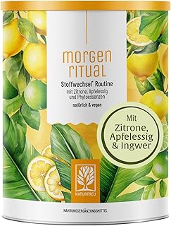 NATURTREU® Morgenritual – 150 g Getränkepulver mit Zitrone, Apfelessig & Ingwer – Mit Vitamin C – Fruchtiger Drink für deine Morgenroutine – Vegan & ohne zugesetzten Zucker