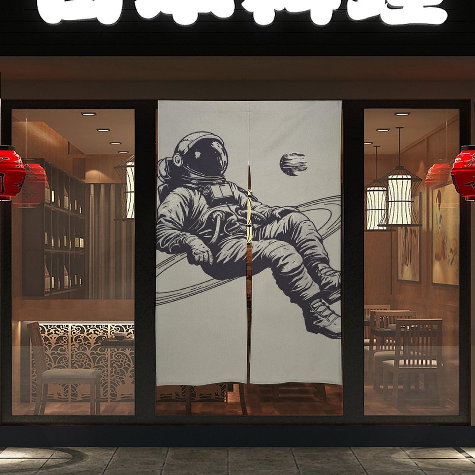 NTVOWPZO Astronauts and Saturn Door Curtain for Doorway Privacy Dividers Fengshui Curtain Fabric Door Cover Blackout WindowCurtain for Home Bedroom Kitchen Decor 34x57in 2 Panel