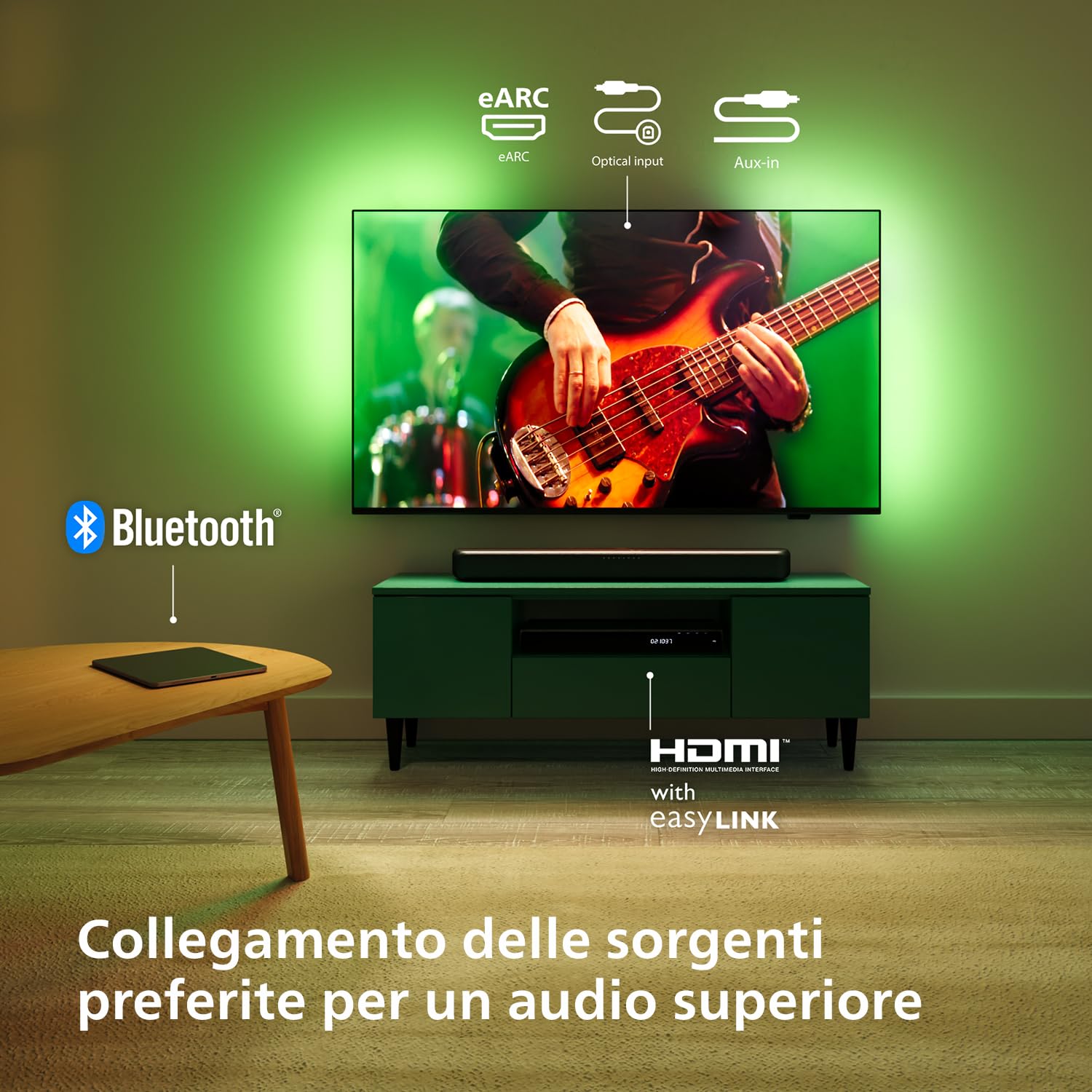 Philips TAB5109 Soundbar 2.0-2 canali 120W, DTS Virtual X, Bluetooth 5.4, HDMI ARC, Connessione ottica e connettività USB - Grigio Scuro