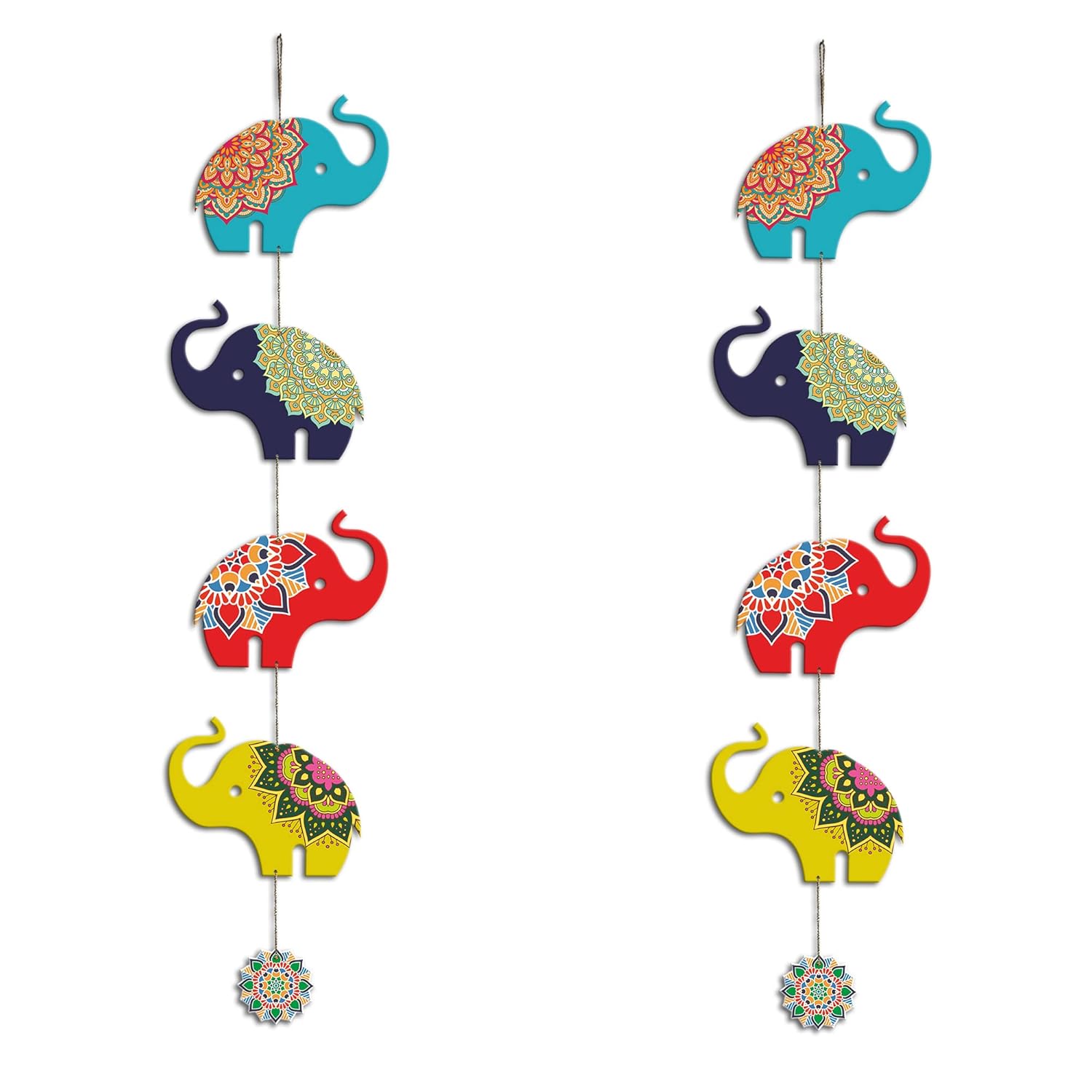 Artvibes Colorful Elephants Wall And Door Hanging for Home | Office | Living Room | Gift | Decorative Items For Home Wall | Front Door Hanging | Entry Wall Decoration Items (WH_5206N), Set of 2
