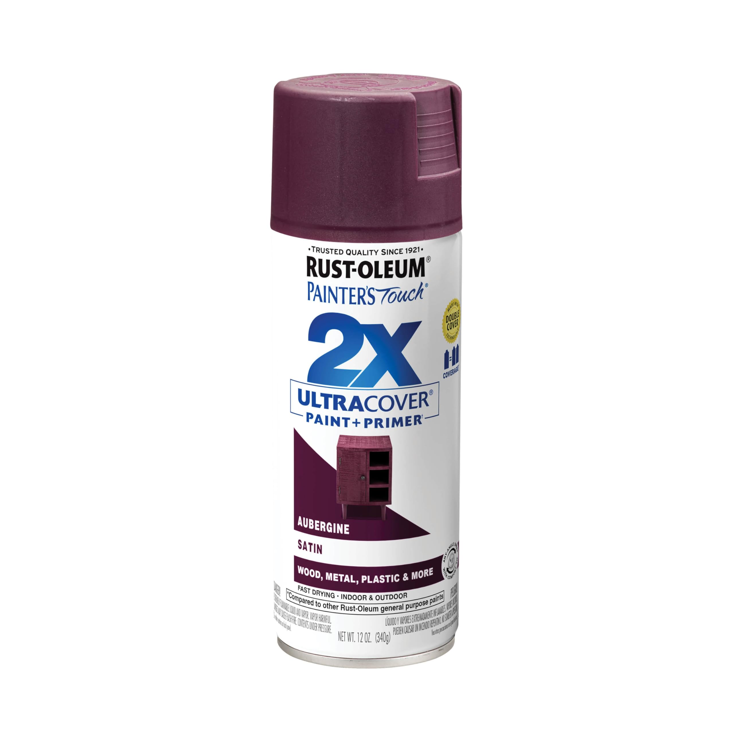 Rust-Oleum Painter's Touch 2X Ultra Cover Spray Paint, Satin Aubergine