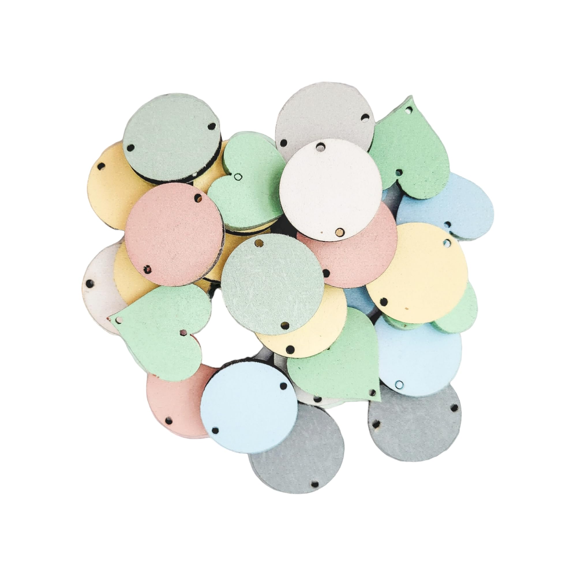 Family Birthday Board Celebration Extra Spare Wooden Heart Circle Tags with Rings 2.5cm - Any Colours Available
