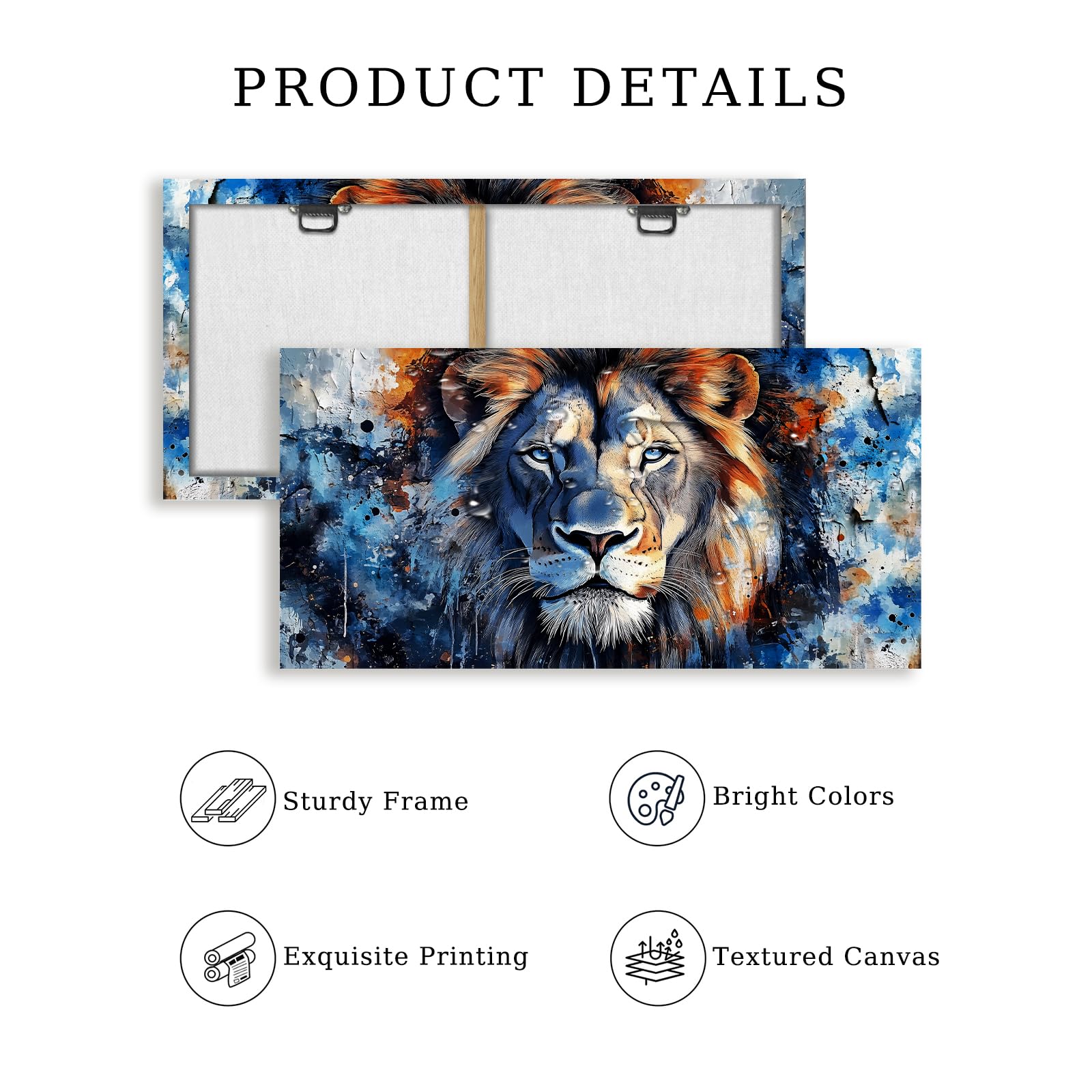 hyidecorart Quadri Moderni Soggiorno Grandi 73x146 cm XXL, Quadro Camera da Letto Su Tela, Stampe da Parete Sguardo Selvaggio di un Leone, Animale Decorazioni Parete Sala Da Pranzo Bagno Ufficio