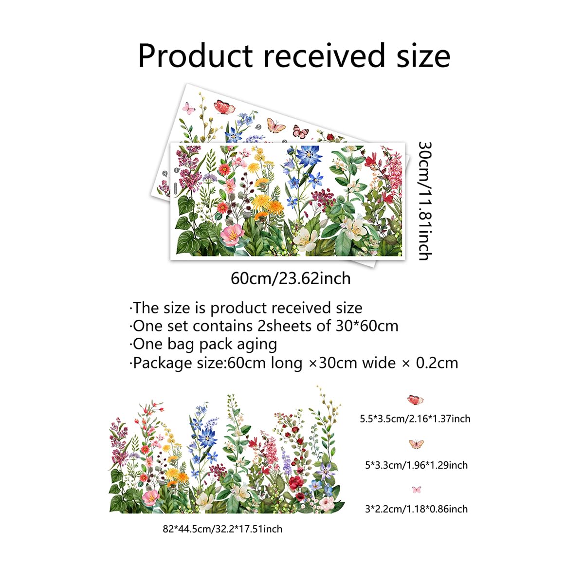 OUFEI Wall Stickers Art Floral Wallpaper Peel and Stick Hand-Painted Flowers and Plants Decals for Baby Kids Nursery Girls Bedroom Living Room Wall Decoration - Image 2