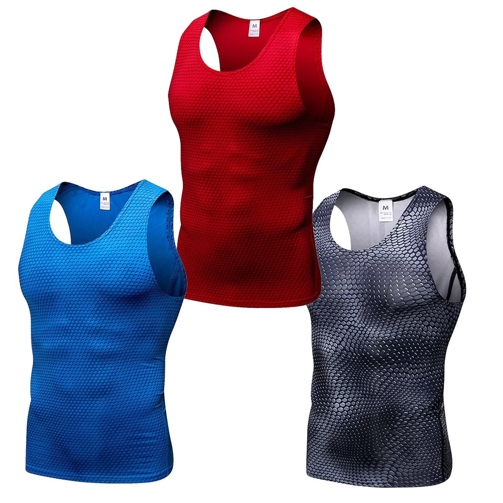 3 Pack Running Muscle Tank Top for Men Quick Dry Workout Sleeveless Tops Breathable Shirts Training Bodybuilding Vest