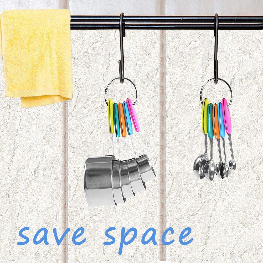 Lot De 10 Cuillères Doseuses Mesure Tasses Avec Poignées Acier