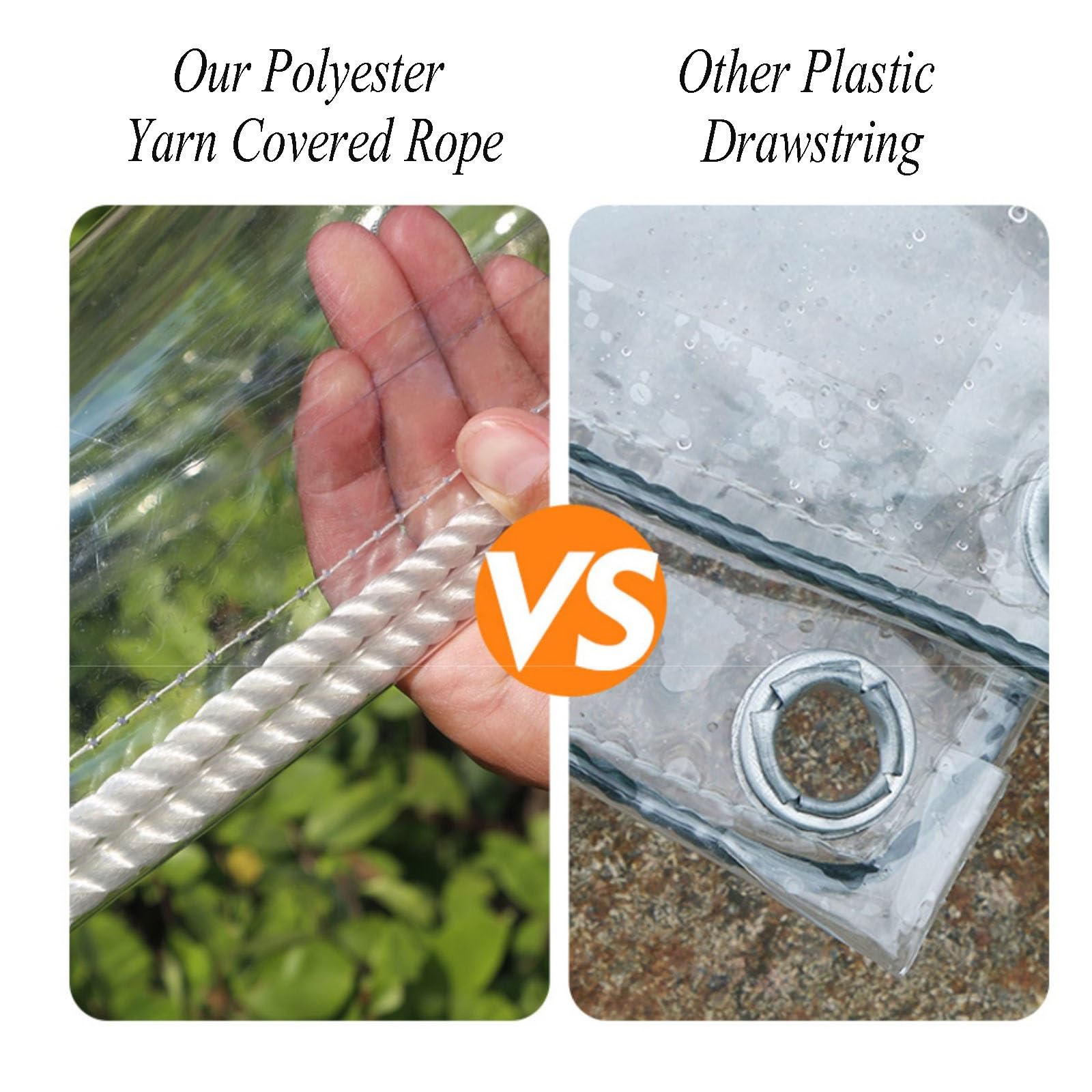 Sonnensegel, strapazierfähig, wasserdicht, transparent, mit Ösen, anpassbares Gehäuse für Terrassenzelt, Größe 2,1 x B 5 m (H x H x B) 