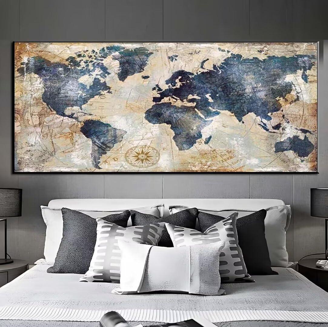 Diamond Art Map World Diamond Painting Kits for Adults Beginner,5D DIY Diamond Art Kits for Adults Full Square Drill Arts,Paint by Numbers Embroidery Kits Gem Art for Home Wall Decoration 16x32in q377