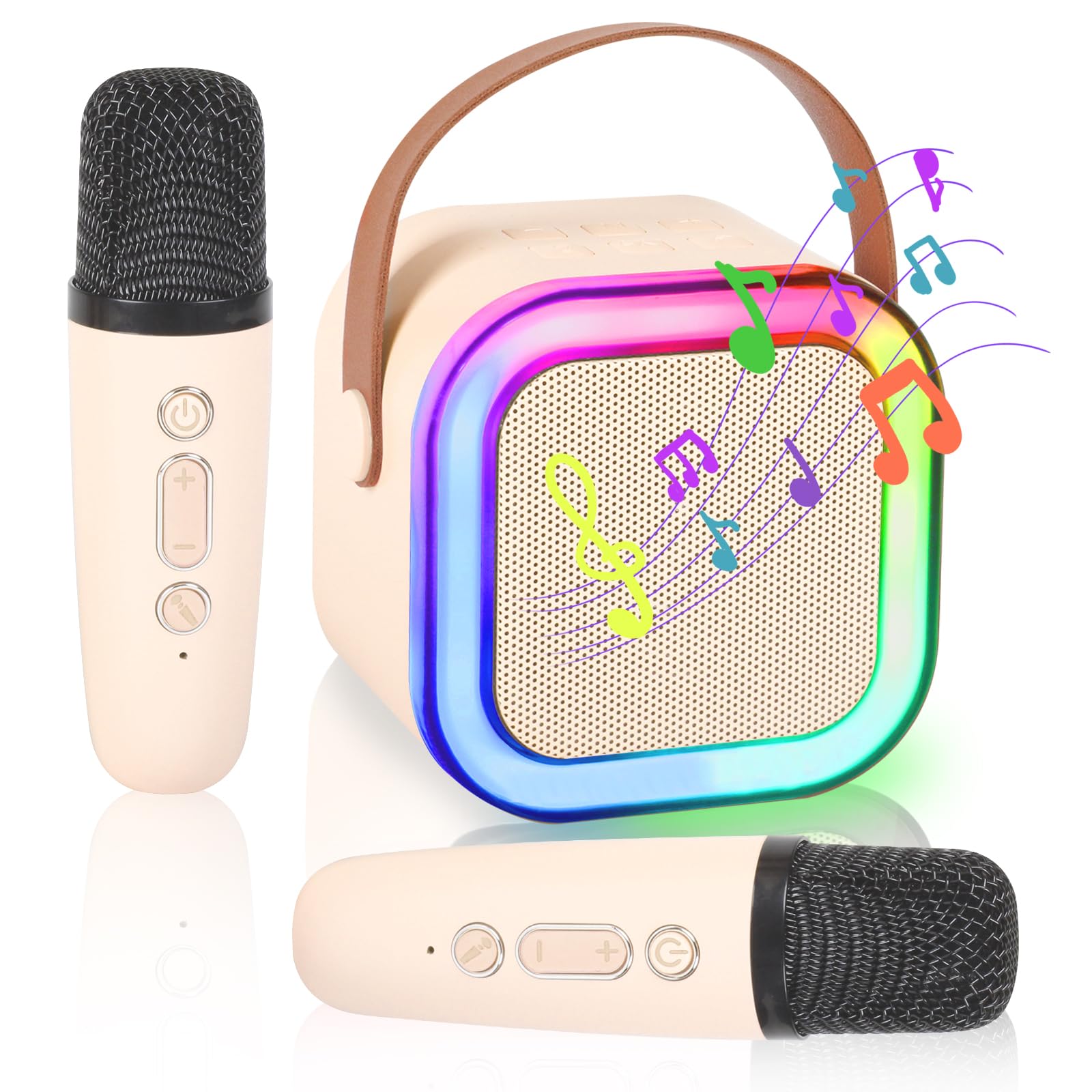 Mini Karaoke Machine for Kids Adults Portable Bluetooth Speaker with 2 Wireless Microphones,Toddler Singing Toys Teen MP3 Music Player for Boys Age 3-12 Year Old Birthday Gift Family Home Party(White)-image-22