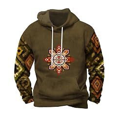 Mens Hooded Sweatshirt Vintage American Element Long Sleeve Fall Hoodie Classic Drawstring Front Pocket Pullover