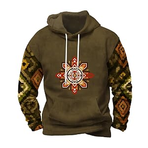 Mens Hooded Sweatshirt Vintage American Element Long Sleeve Fall Hoodie Classic Drawstring Front Pocket Pullover