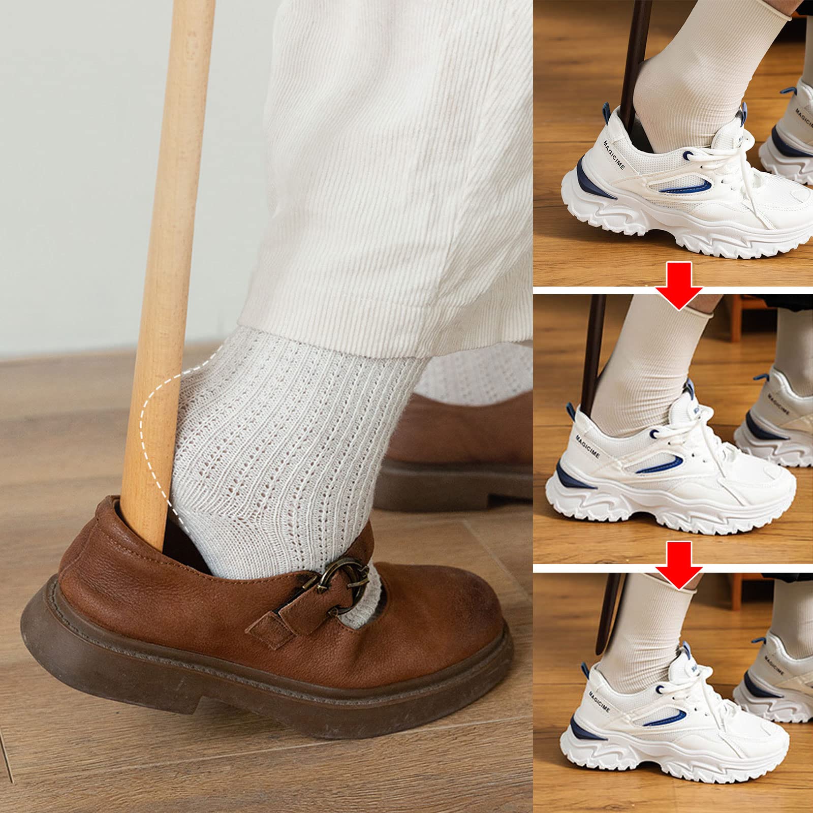 Calzador Largo de Madera 38 cm para Zapatos, Personas Mayores, Hombres, Mujeres