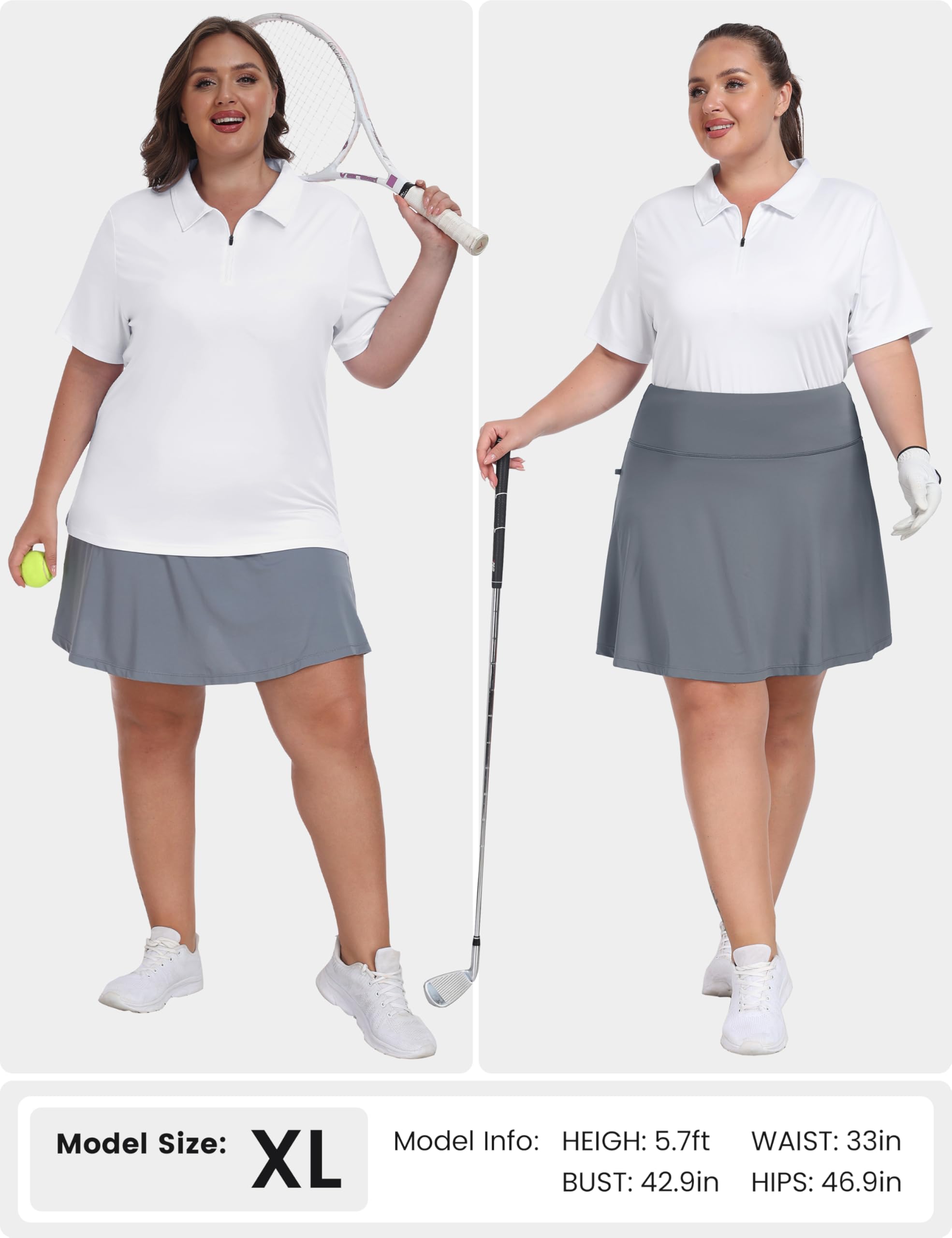 MoFiz Polo de golf de talla grande para mujer, con cremallera, manga corta, cuello y cuello para tenis, ropa deportiva deportiva, talla XL-5XL