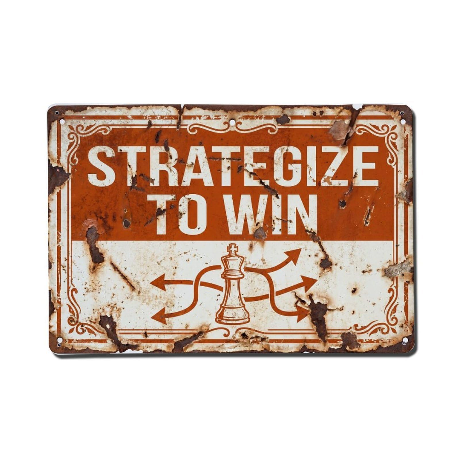 Strategize to Win Tactics Retro Motivational Slogans Vintage Metal Tin Sign Wall Decor for Cafe, Club, Garden Metal Poster 8x12Inch
