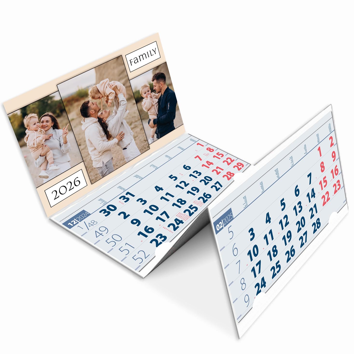 lepni.me Personalised Wall Calendar 2026 3 Months to View | Design Your Own Photos Logo Text | Custom Calendars Gifts for Family Friends Pictures โ image 1