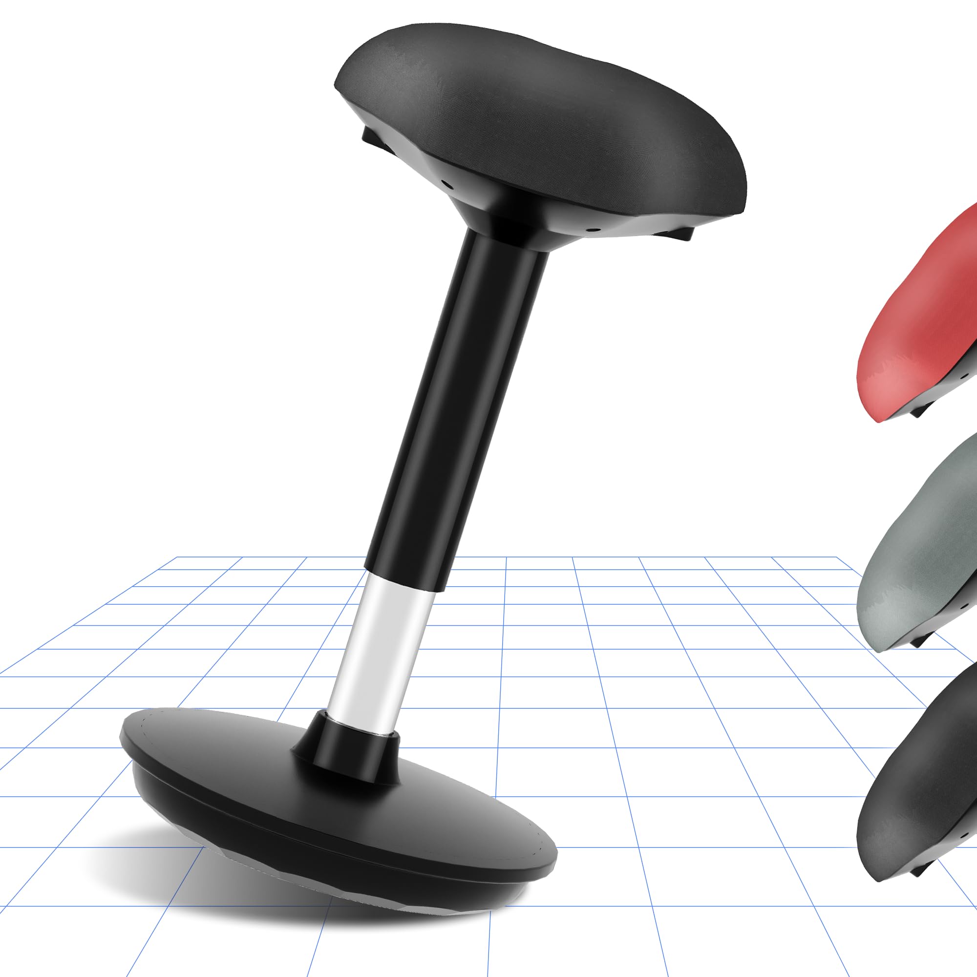 Wobble Stool stay active Exercise Office Chair encourage movement Height Adjustable Seat for comfortable working/standing desk perching stool BLACK