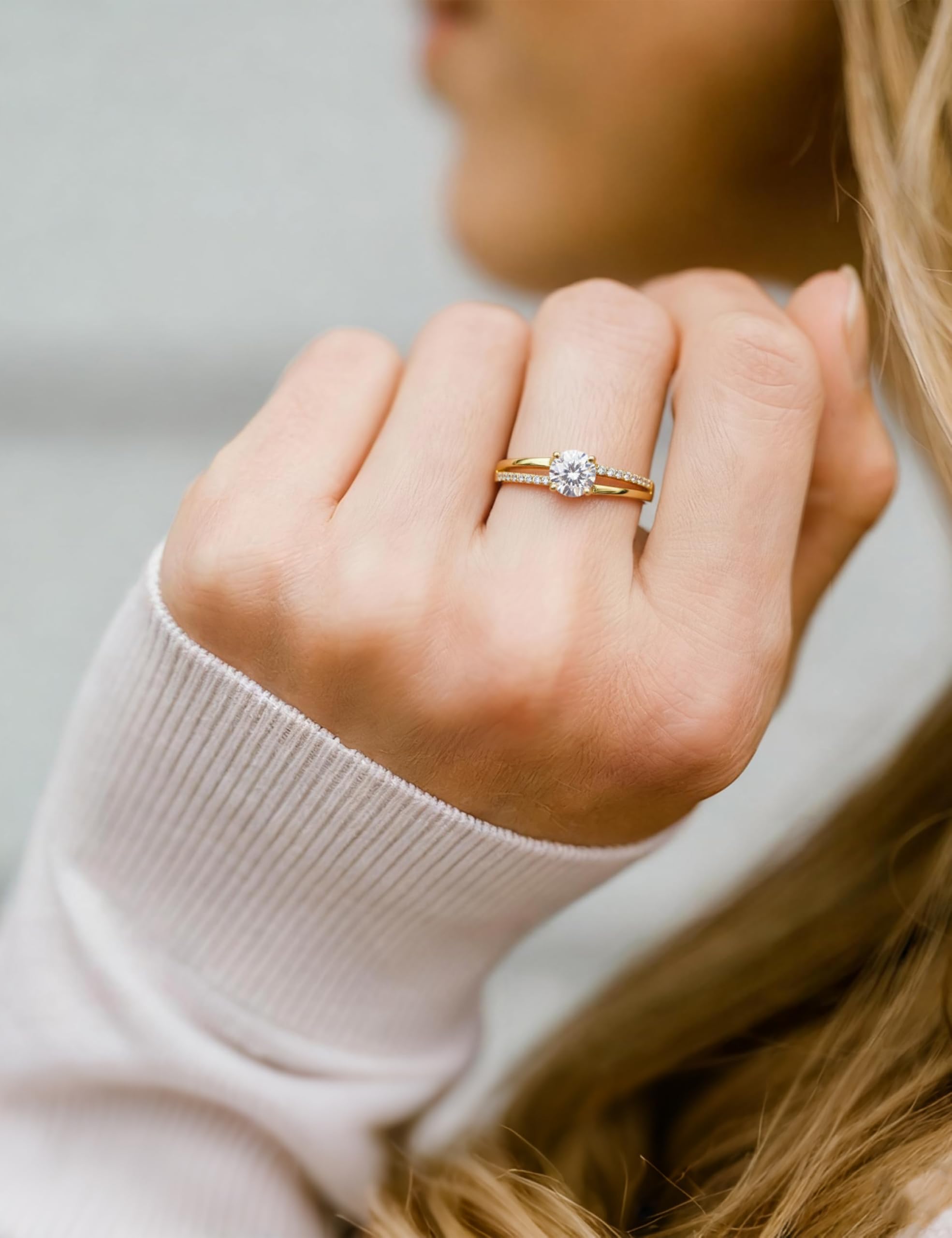 MILACOLATO Bague en Argent 925 pour Femme Bague en Argent Or Ajustable Bague de Fiançailles à Zirconium Cubique Bague de Mariage éternel Bague en Argent pour Femme