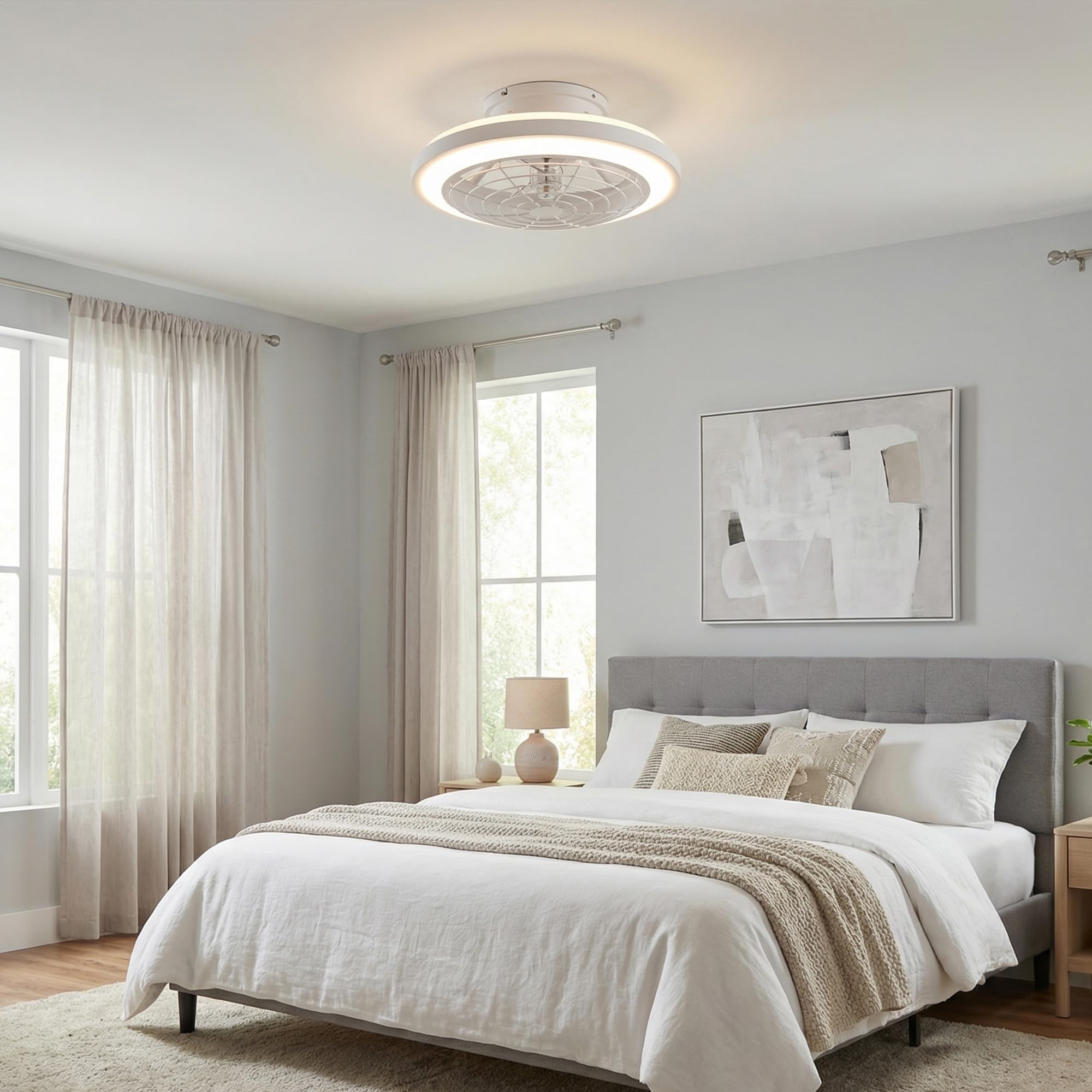 Parrot Uncle Ventiladores De Techo Con Luz Reversibles,50 Cm Mando a Distancia, Iluminación Inteligente, Temporizador Y 6 Velocidades; Ventilador De Techo Inteligente, Silencioso Con Luz Pa Blanco