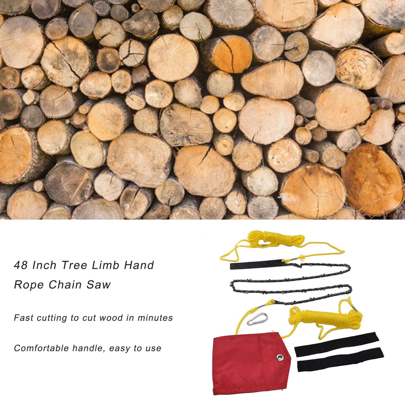 Mini Scie à Chaîne Manuelle 122,9 Cm Pour Couper Arbres Et Branches Hautes | Camping, Jardinage, Coupe Jusqu'à 40,6 Cm De Diamètre - 4