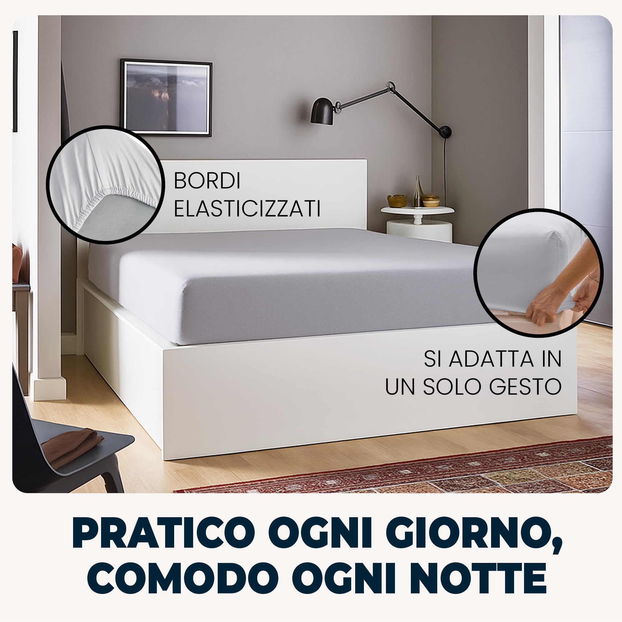 Lenzuola Matrimoniali con Angoli 160x190 cm Grigio Chiaro in Microfibra per Letto con Materasso fino a 30cm Tessuto Anti-Acaro e Ipoallergenico di Alta Qualità Morbido e Lavabile in Lavatrice