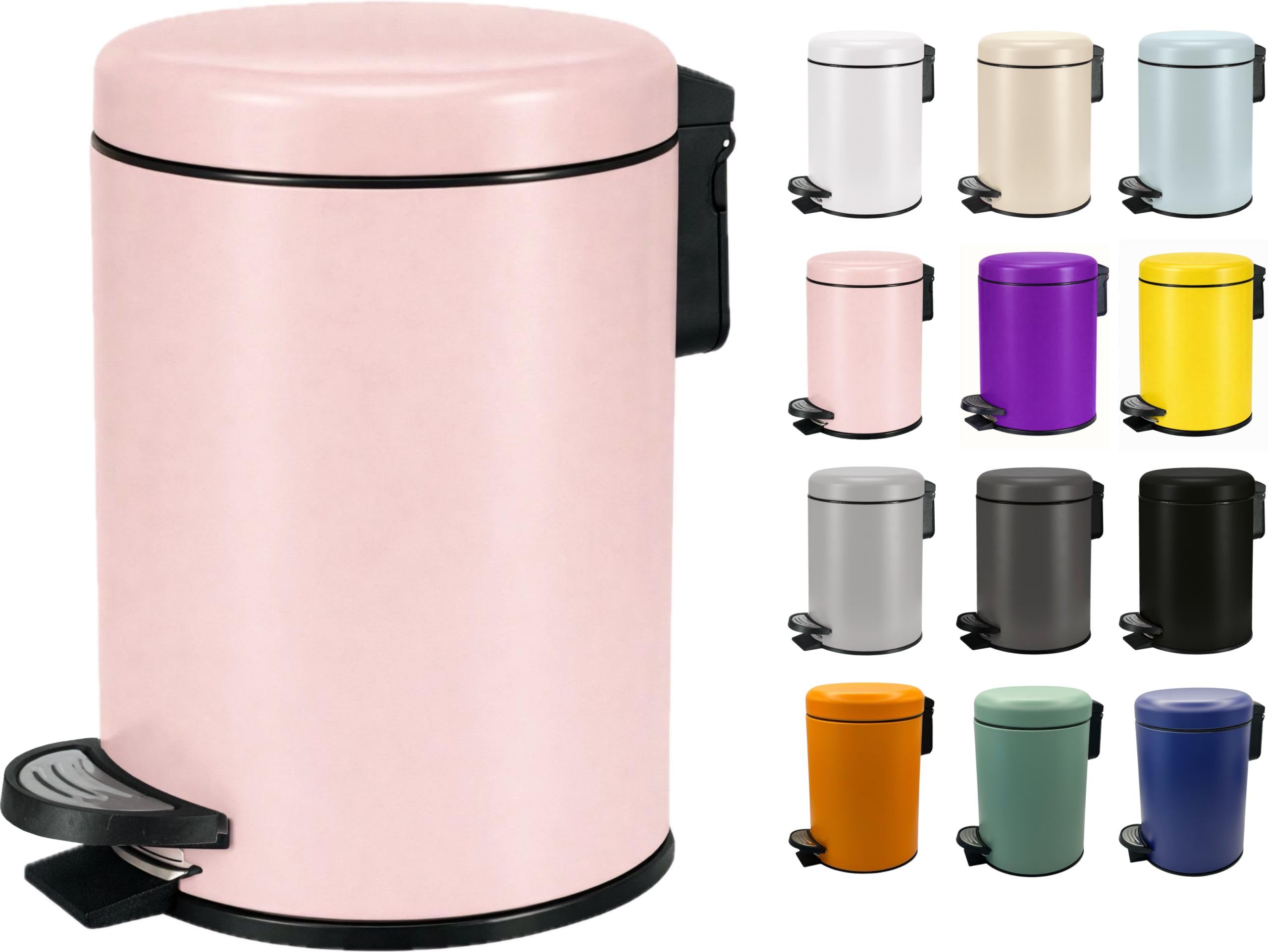 KW Soft Shade Small Round Pedal Bin (Magnolie Pink, 3 Ltr) — image 1