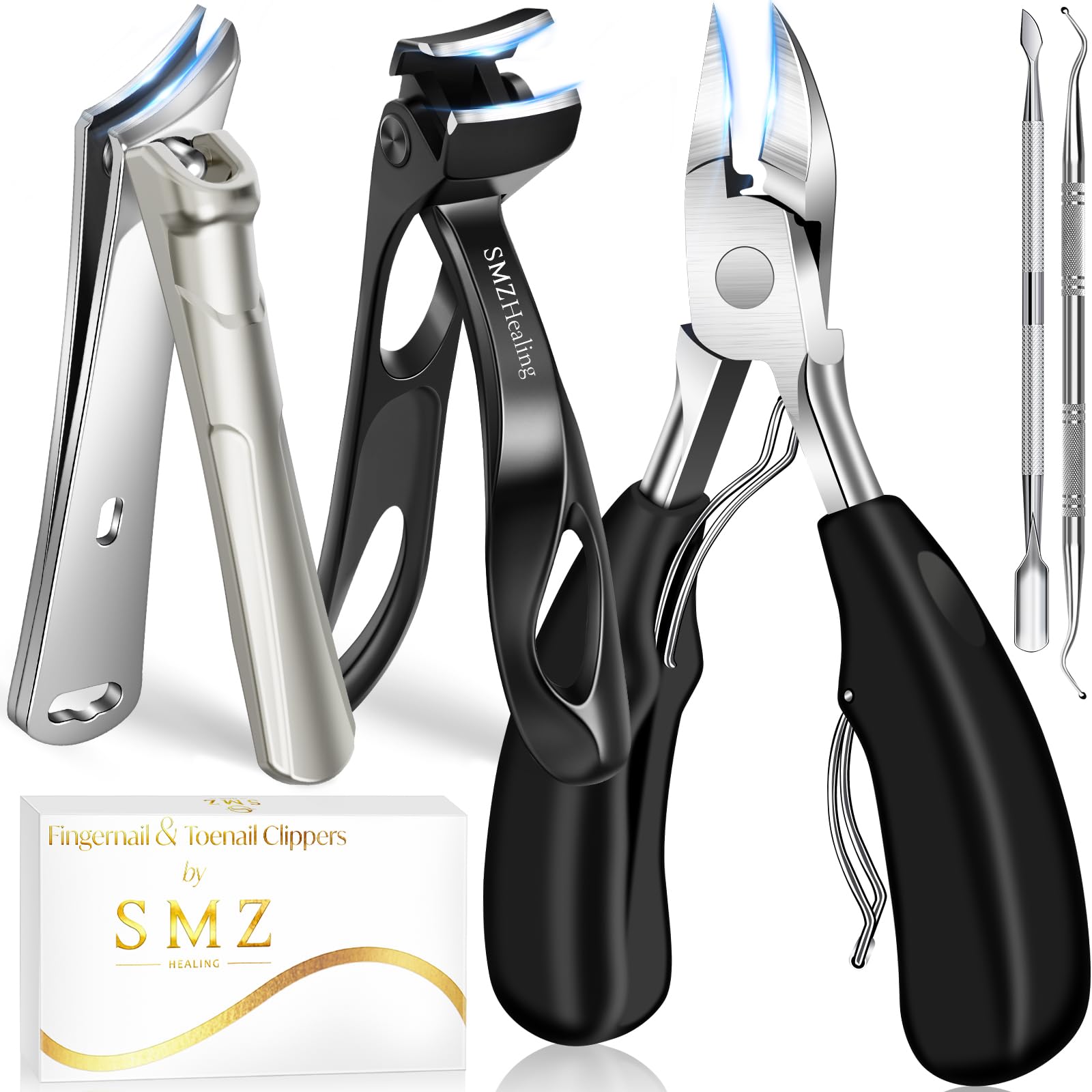 Toenail Clippers for Seniors Thick Toenails, Angled Head Heavy Duty Large Toe Nail Clippers for Men Thick Nails with Wide Opening, 45 Degrees Slanted