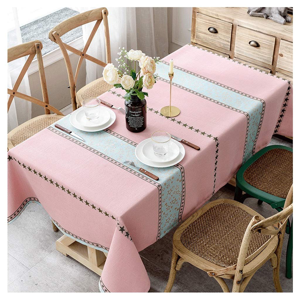 Nappe de table basse fraîche en coton lin rayée rectangulaire salon 130x180