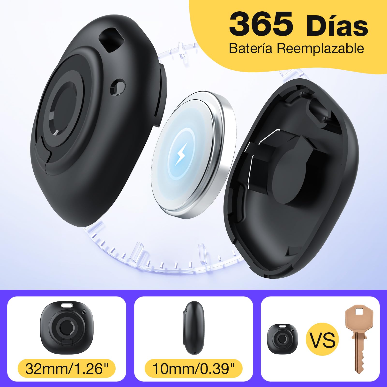 PcEoTllar Rastreador Inteligente Bluetooth Localizador de Objetos, Compatible con Apple Find My (Solo iOS), para Llaves, Equipajes, Maletas, Carteras, Bolsos, Bicicletas (2 Unidad) — view 5