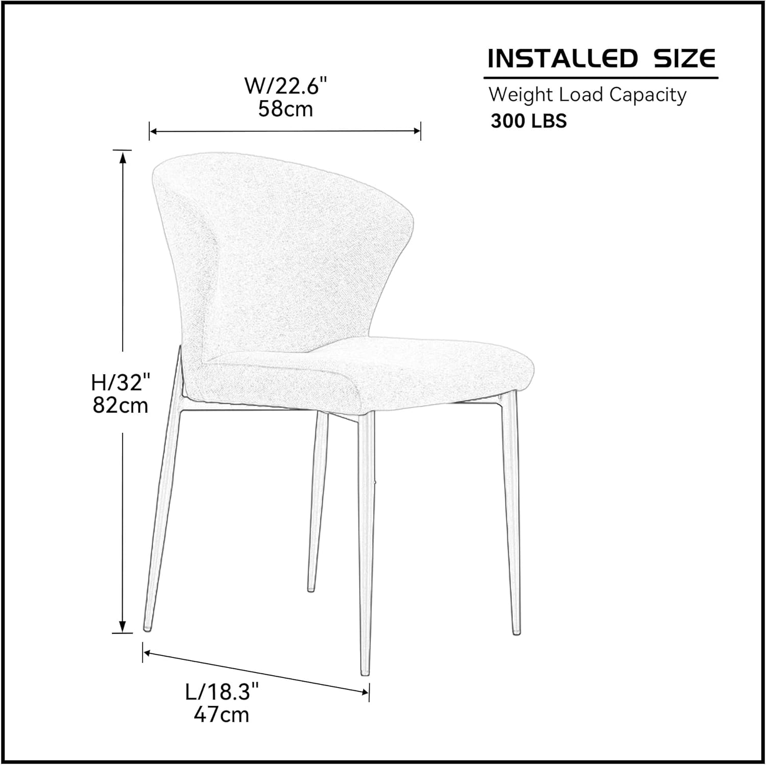 Upholstered Dining Chairs Set of 6, Mid Century Modern Side Chair, Fabic Accent Chair with Metal Legs for Kitchen Bedroom Dining Room Dark Grey