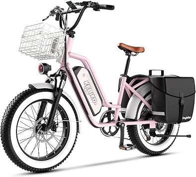 EUYBIKE Electric Bike for Adults, 20"x 4" Fat Tire Cargo Ebike with Seat, 1450W Peak 2 Seater Commute Bike with 48V 20AH Removable 960WH Battery, 80 Miles Max Range 7-Speed Step-Thru Electric Bicycle