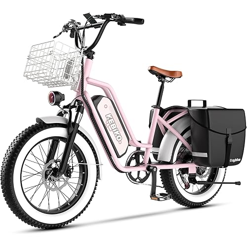 Electric Bike for Adults, 20"x 4" Fat Tire 35MPH Cargo Ebike with Seat, 1450W Peak 2 Seater Commute Bike with 48V 20AH Removable 960WH Battery, 80 Miles Max Range 7-Speed Step-Thru Electric Bicycle
