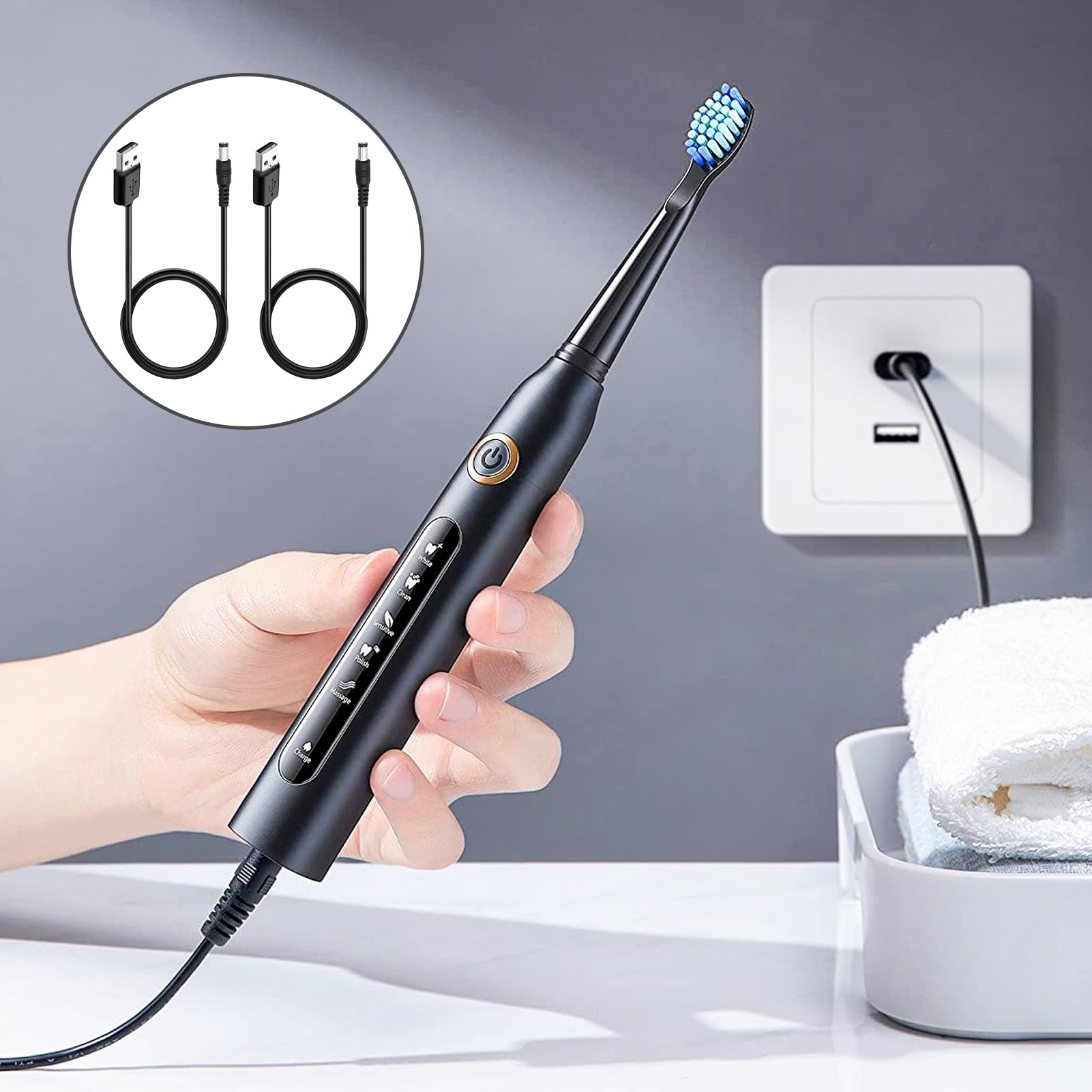 Hafiuege Caricatore di Ricambio per Spazzolini Elettrici Compatibile con Fairywill FW917 FW508 FW507 FWP11 FWE11 FWD1/D3/D7/D8, Cavo di Ricarica USB A Hafiuege Caricatore di Ricambio per Spazzolini Elettrici Compatibile con Fairywill FW917 FW508 FW507 FWP11 FWE11 FWD1/D3/D7/D8, Cavo di Ricarica USB A