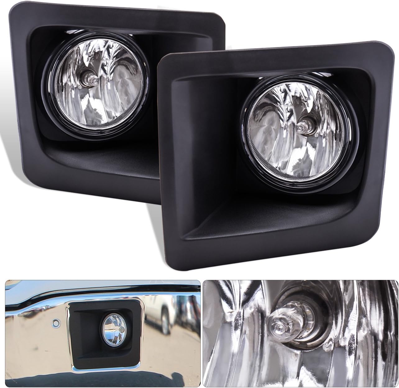 AJP Distributors For GMC Sierra 1500 Front Driving Fog Lights Lamps ABS Black Bezel Cover Upgrade Replacement Pair Left Right Unit Assembly (Clear)