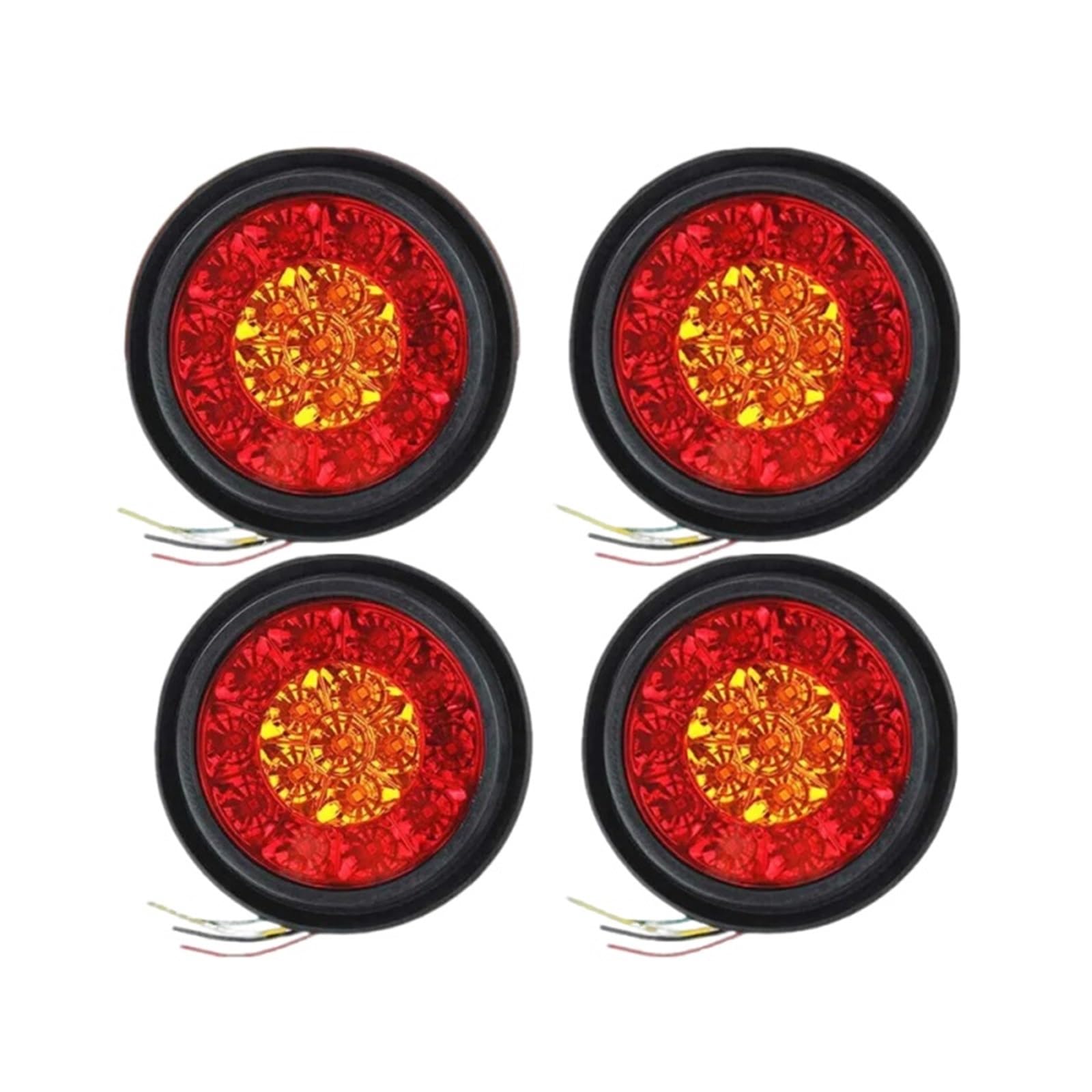 Piloto Posterior Luces De Freno Redondas 4" 12V 24V Luz LED Advertencia Para Camión Trasera Remolque Lámpara Indicador Lateral Piezas Coche Uds(Red Yellow)