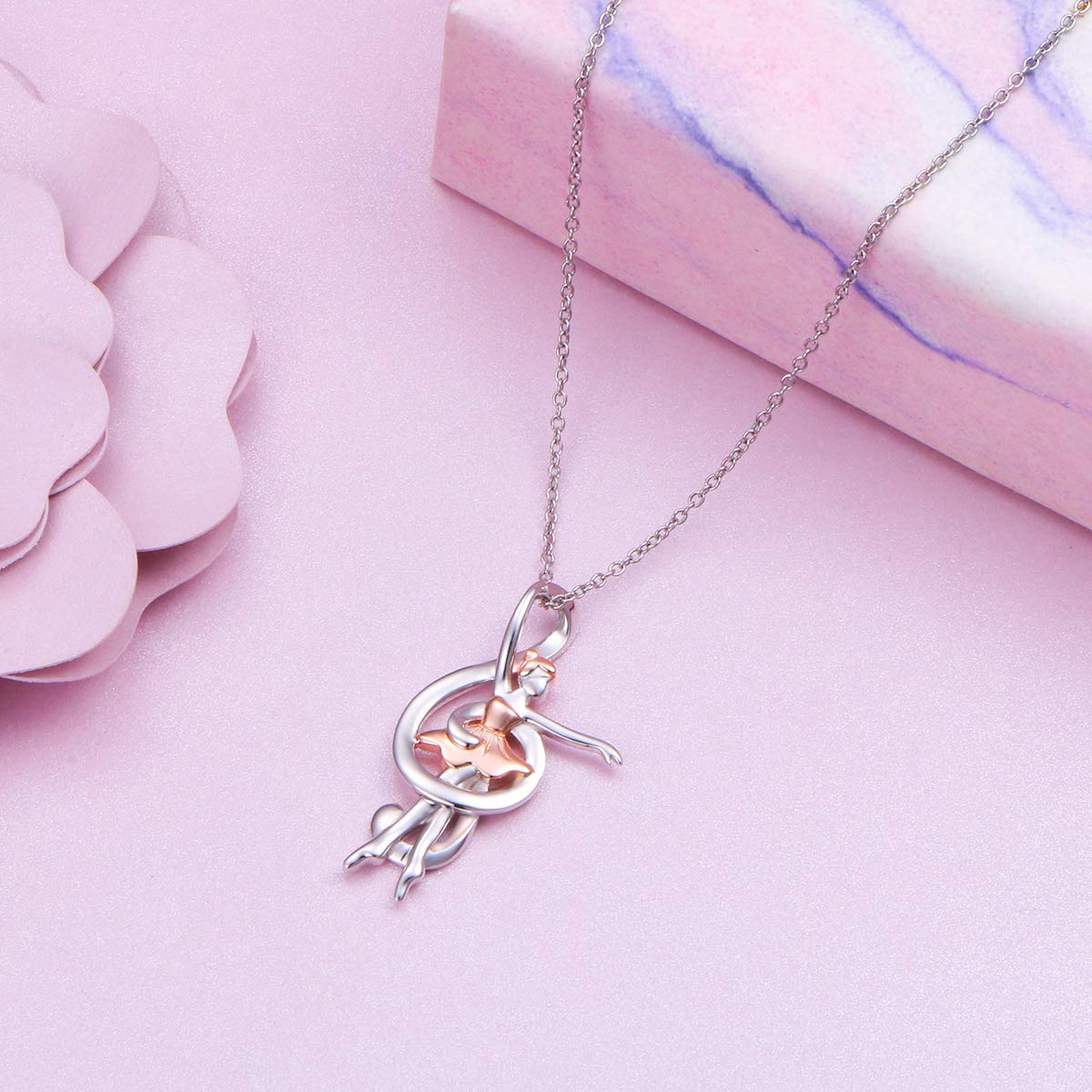 Collar de plata de ley con forma de corazón y nota musical, cadena de ballet de clave de sol para mujer, collares de música de dos tonos, regalos musicales para bailarinas, amantes de la