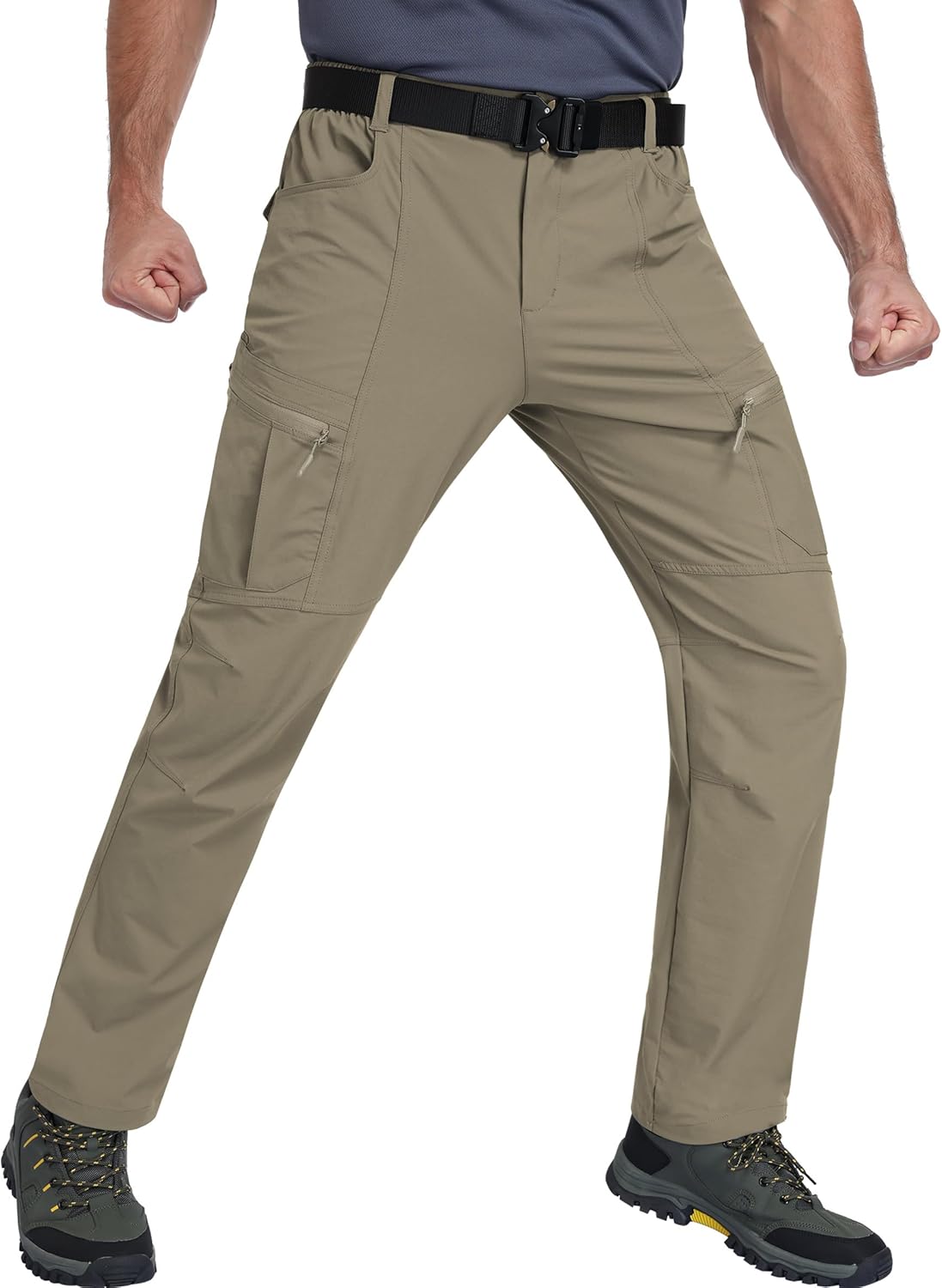 Mens Hiking Pants Lightweight Nylon Stretch Cargo Work Pants for Men Waterproof with Pockets