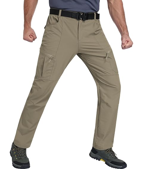 Zoofly Mens Hiking Pants Lightweight Nylon Stretch Cargo Work Pants for Men Waterproof with Pockets