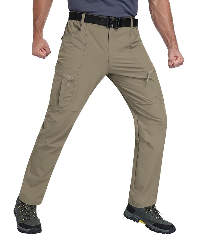 Zoofly Mens Hiking Pants Lightweight Nylon Stretch Cargo Work Pants for Men Waterproof with Pockets