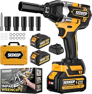 Impact Wrench 1/2 Inch, High Torque Impact Gun with 1500N·m(1100 Ft-lbs), 21V Brushless Electric Impact Wrench with 2*40Ah Battery, 3-Speed, LED Light, 5 Sockets for Car/Mower/Pickup/Truck RV