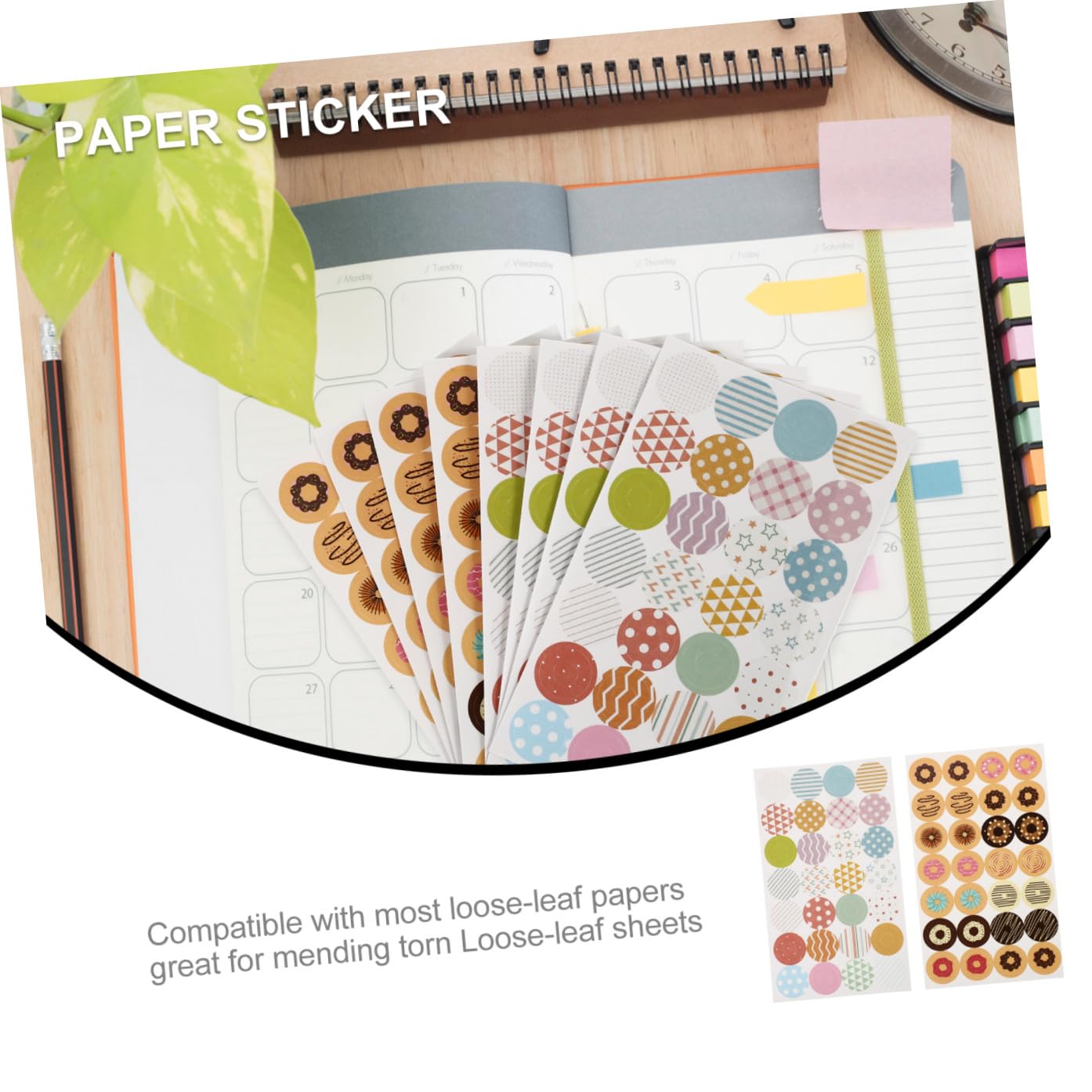 STOBOK 120fogli Etichette Adesive Per Rinforzo Scolastici Stickers Trasparenti Con Design Creativo Per Documenti Quaderni e Cartelle Adesivi Multiuso Per Casa Ufficio e Scuola